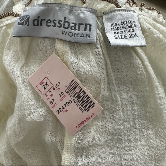 Dressbarn Bohemian Lightweight Asymetrical Long SleeveTunic Off White SZ 2X NWT - Picture 2 of 8
